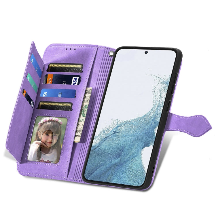 For Samsung Galaxy S23 Plus 5G Embossed Flower Zipper Leather Phone Case