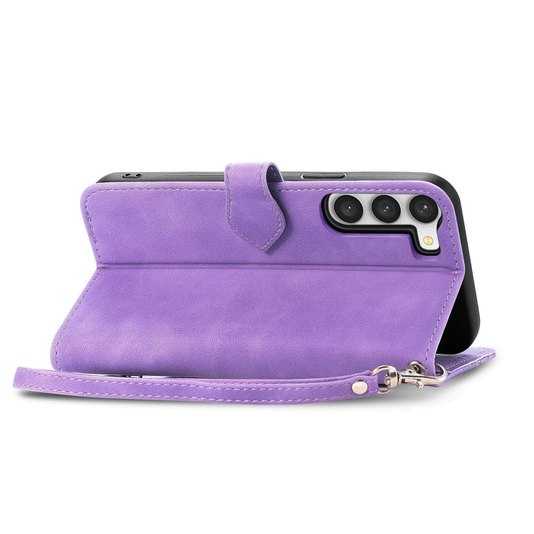 For Samsung Galaxy S23 Plus 5G Embossed Flower Zipper Leather Phone Case