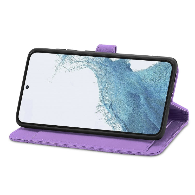 For Samsung Galaxy S23 Plus 5G Embossed Flower Zipper Leather Phone Case