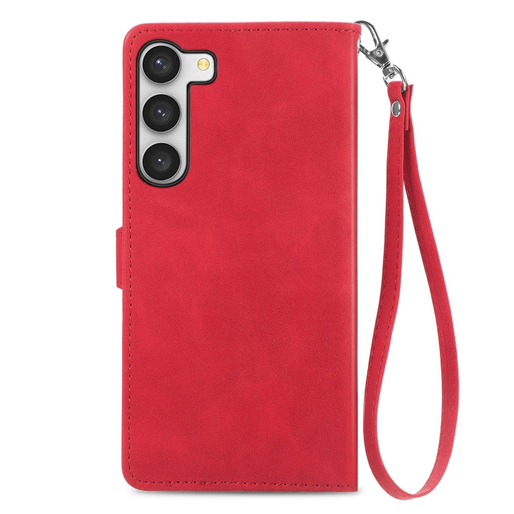 For Samsung Galaxy S23 Plus 5G Embossed Flower Zipper Leather Phone Case