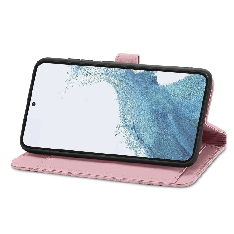 For Samsung Galaxy S23 Plus 5G Embossed Flower Zipper Leather Phone Case