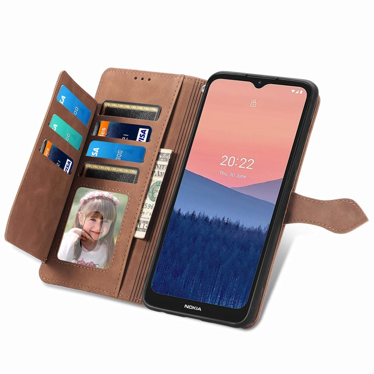 For Nokia C21 Embossed Flower Zipper Leather Phone Case