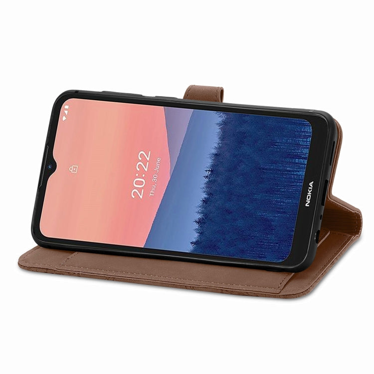 For Nokia C21 Embossed Flower Zipper Leather Phone Case