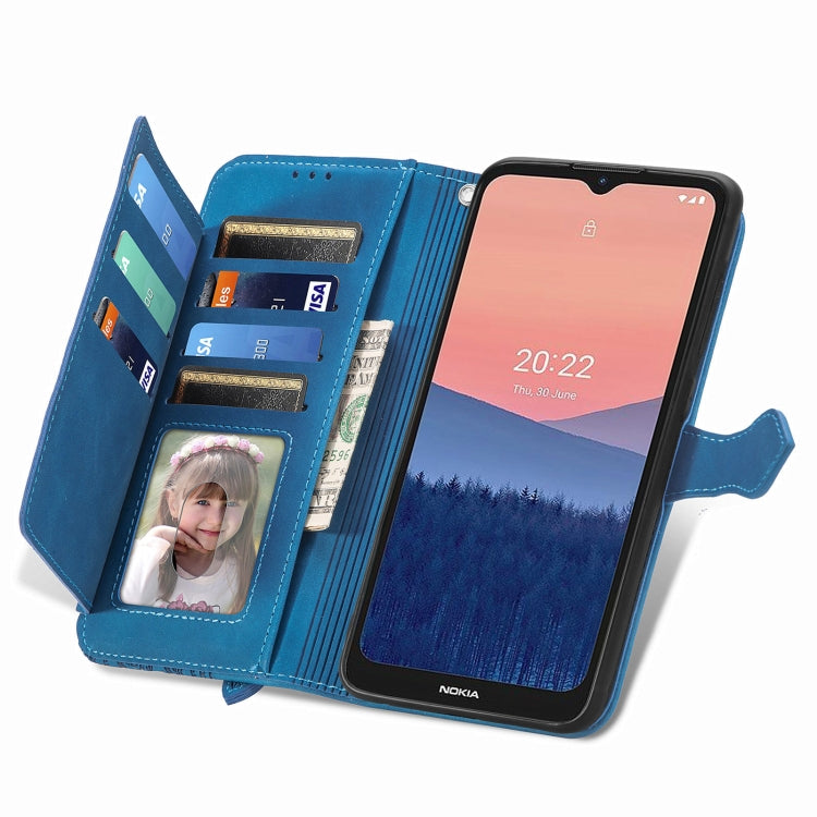 For Nokia C21 Embossed Flower Zipper Leather Phone Case