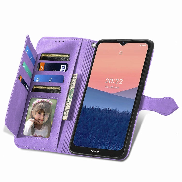 For Nokia C21 Embossed Flower Zipper Leather Phone Case