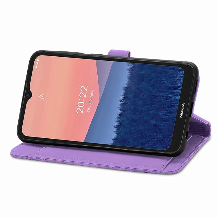 For Nokia C21 Embossed Flower Zipper Leather Phone Case