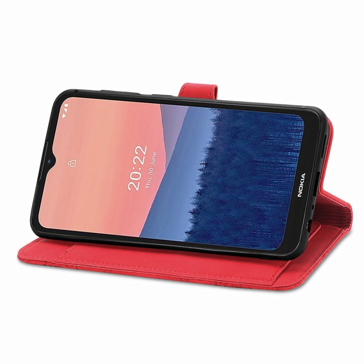 For Nokia C21 Embossed Flower Zipper Leather Phone Case