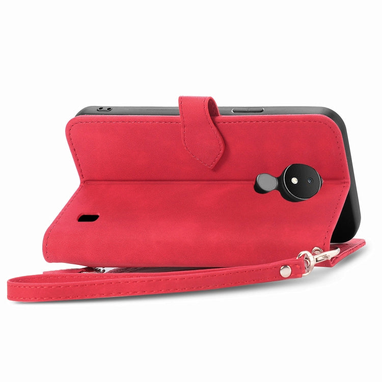 For Nokia C21 Embossed Flower Zipper Leather Phone Case