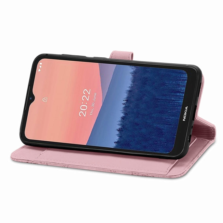 For Nokia C21 Embossed Flower Zipper Leather Phone Case