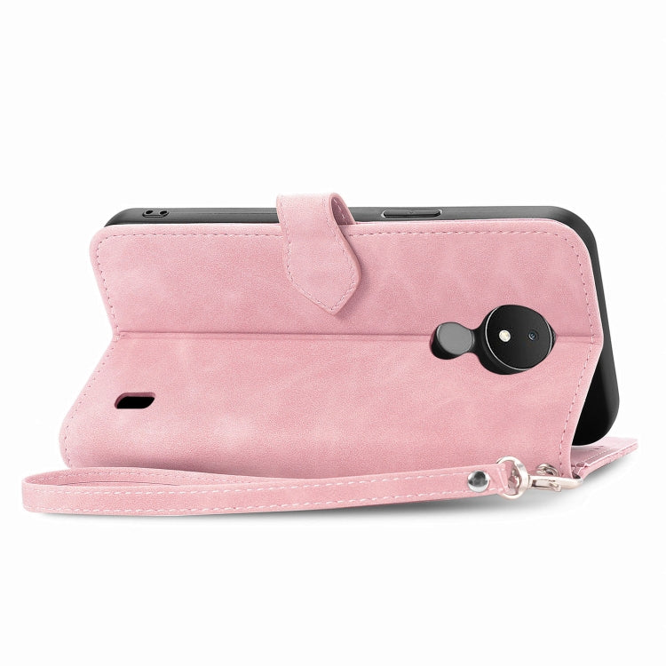 For Nokia C21 Embossed Flower Zipper Leather Phone Case