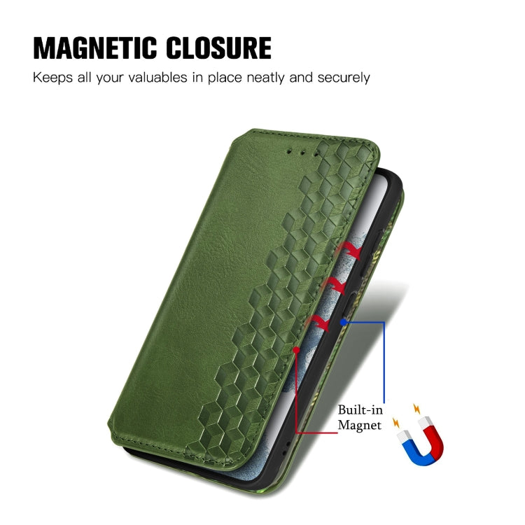 For Samsung Galaxy S23 Ultra 5G Cubic Grid Pressed Magnetic Leather Phone Case