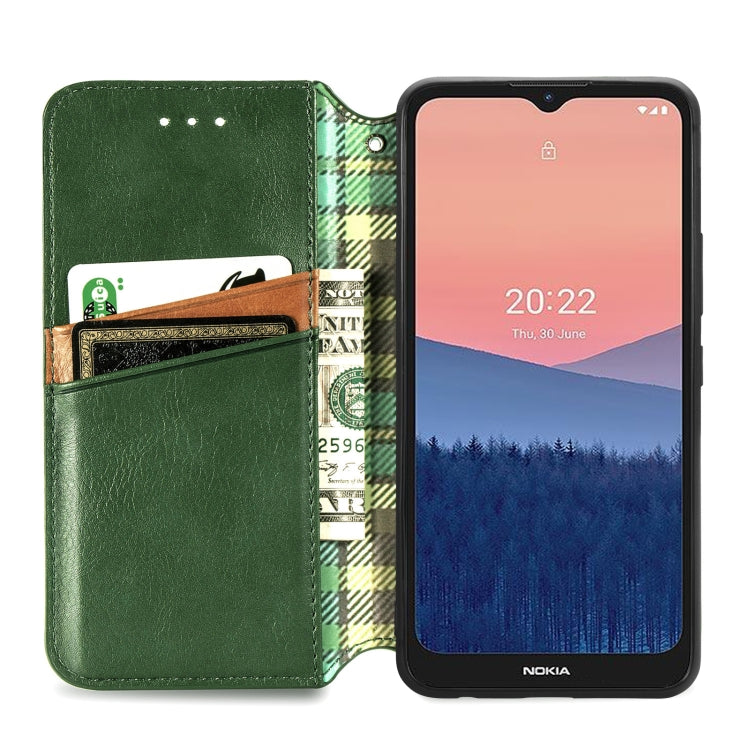 For Nokia C21 Cubic Grid Pressed Magnetic Leather Phone Case