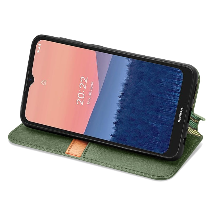 For Nokia C21 Cubic Grid Pressed Magnetic Leather Phone Case