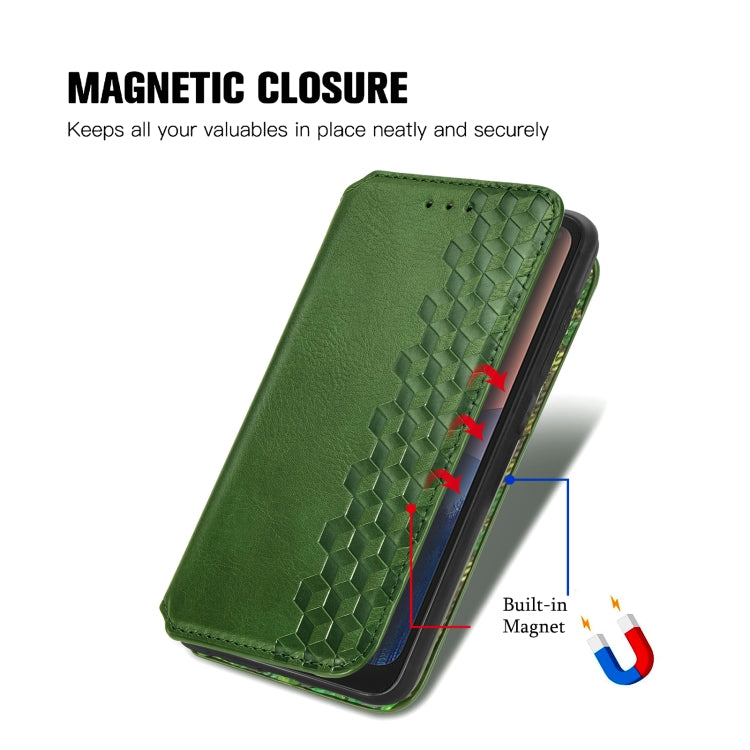 For Nokia C21 Cubic Grid Pressed Magnetic Leather Phone Case