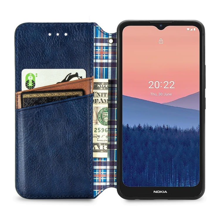 For Nokia C21 Cubic Grid Pressed Magnetic Leather Phone Case