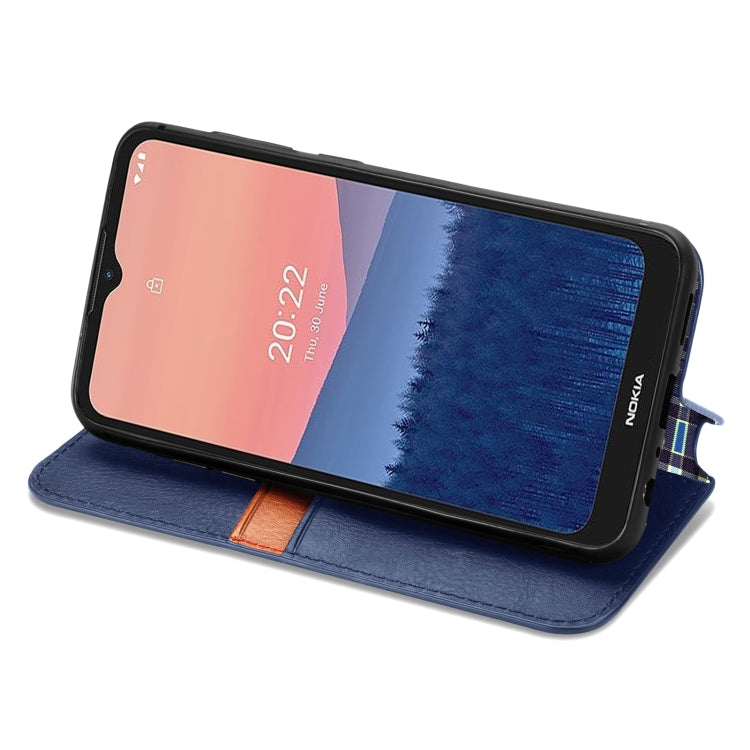 For Nokia C21 Cubic Grid Pressed Magnetic Leather Phone Case