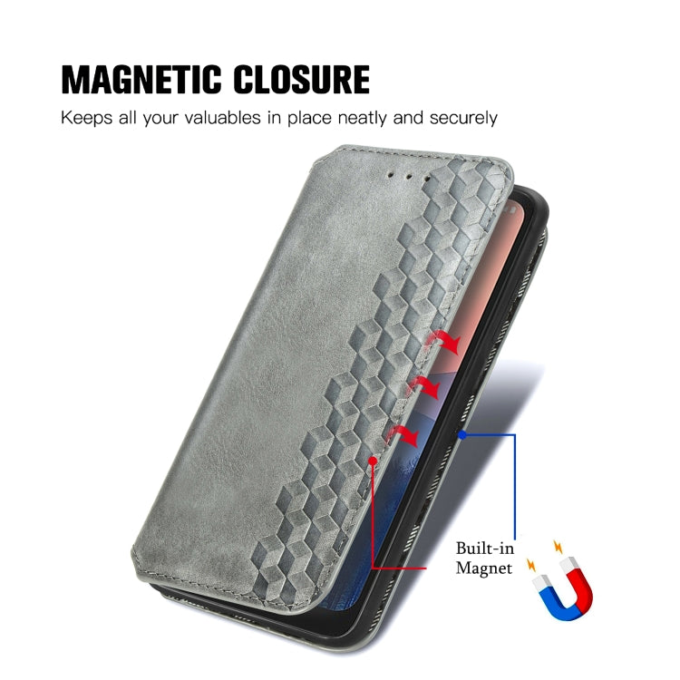 For Nokia C21 Cubic Grid Pressed Magnetic Leather Phone Case