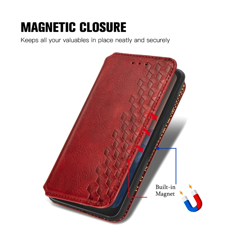 For Nokia C21 Cubic Grid Pressed Magnetic Leather Phone Case