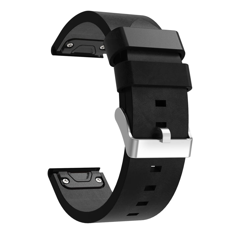 For Garmin Tactix 7 26mm Leather Steel Buckle Watch Band