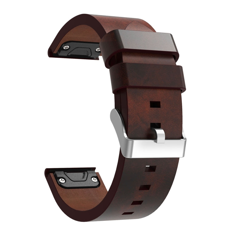 For Garmin Tactix Delta 26mm Leather Steel Buckle Watch Band