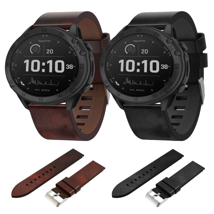 For Garmin Tactix Delta 26mm Leather Steel Buckle Watch Band