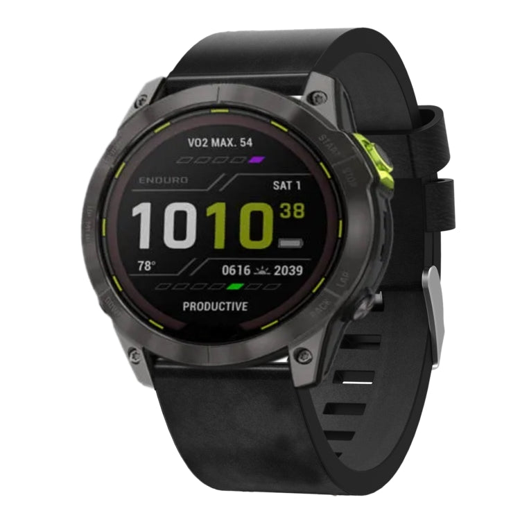For Garmin Enduro 2 26mm Leather Steel Buckle Watch Band