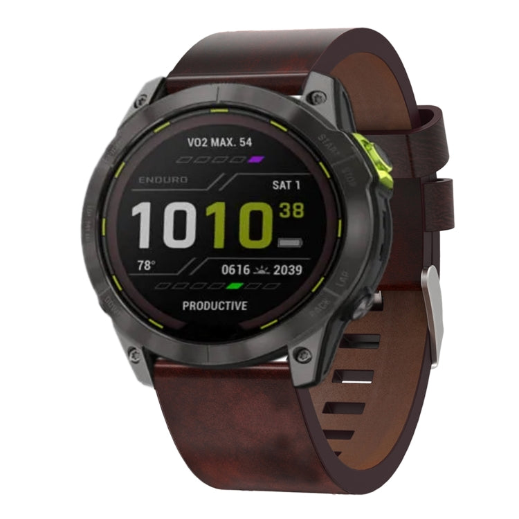 For Garmin Enduro 2 26mm Leather Steel Buckle Watch Band