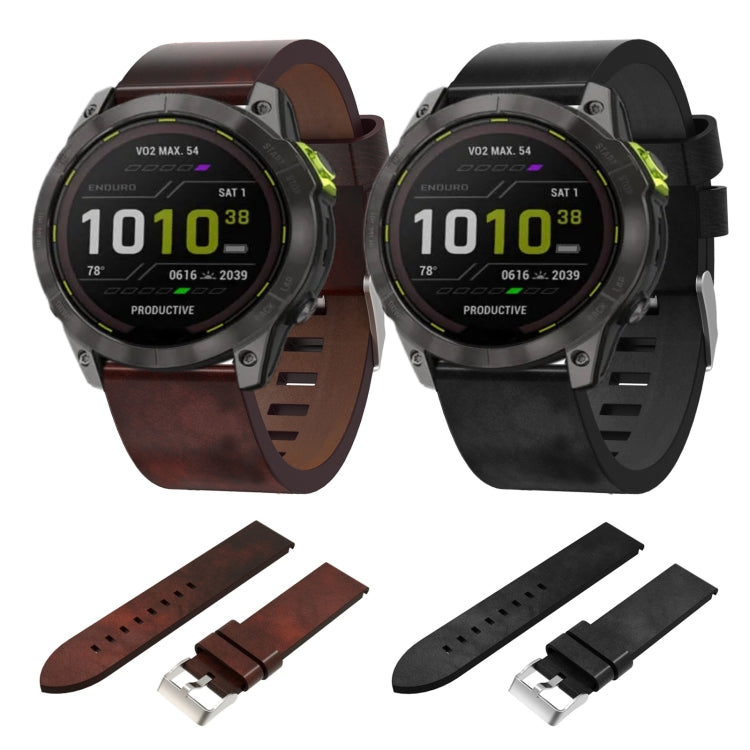 For Garmin Enduro 2 26mm Leather Steel Buckle Watch Band