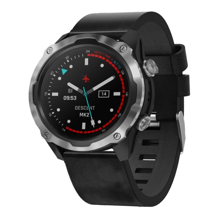 For Garmin Descent MK 2 26mm Leather Steel Buckle Watch Band