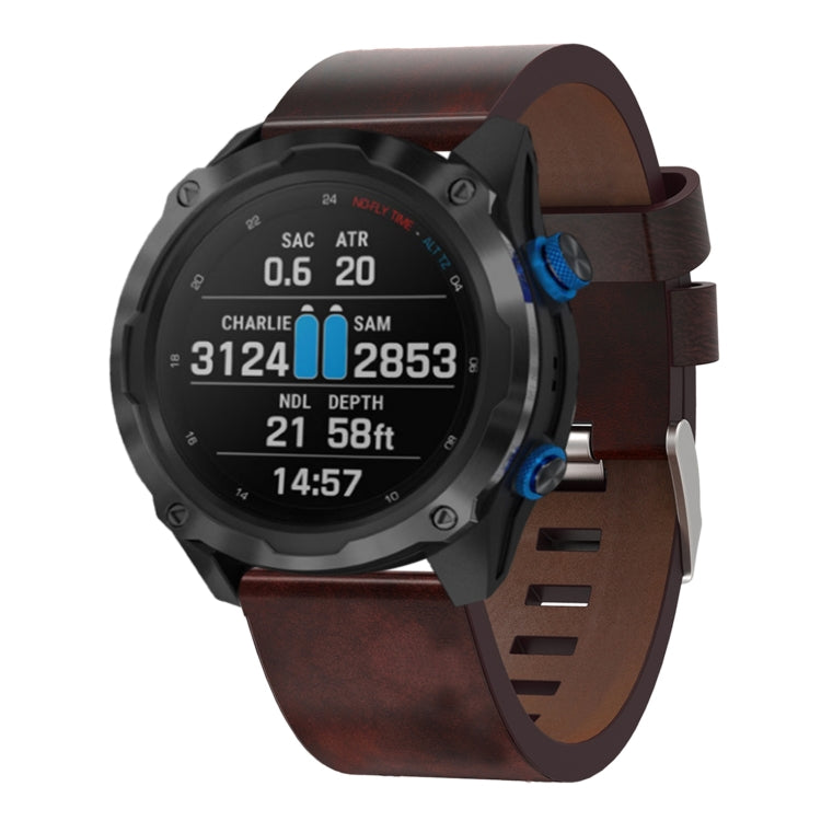 For Garmin Descent MK 2i 26mm Leather Steel Buckle Watch Band