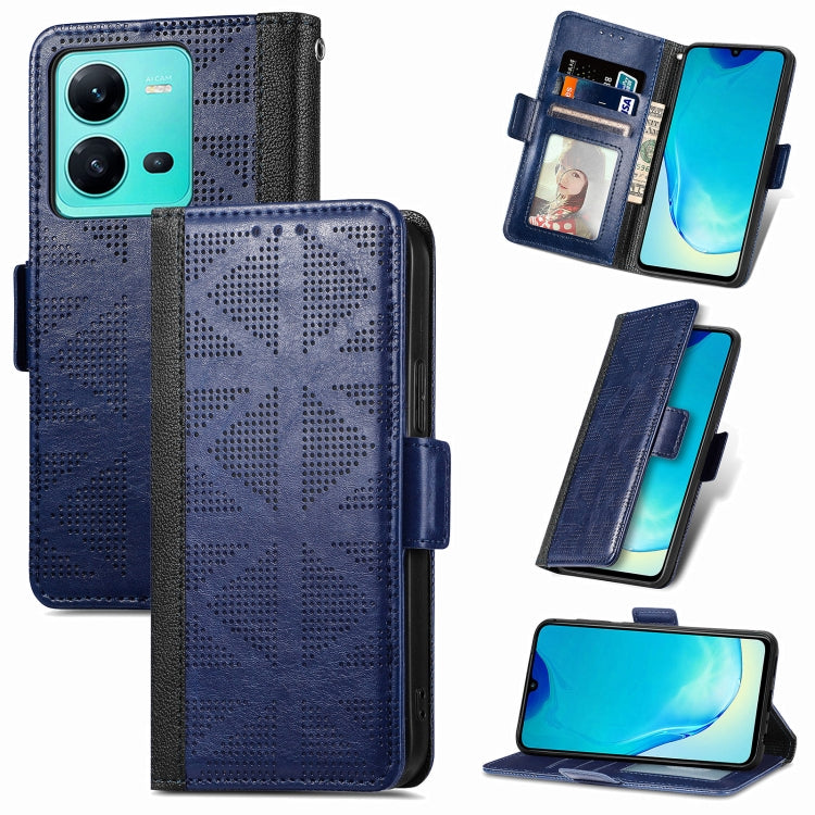 For vivo V25 Grid Leather Flip Phone Case
