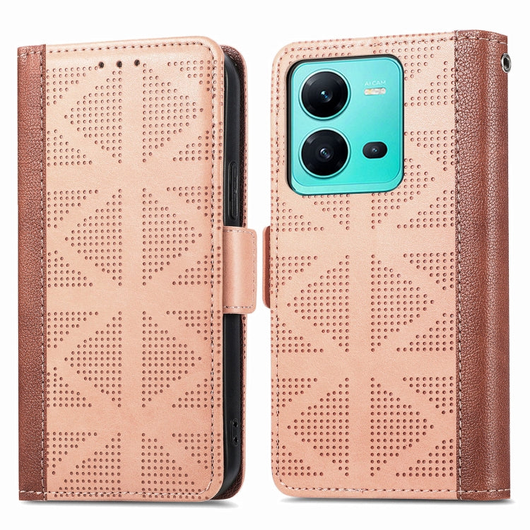 For vivo V25 Grid Leather Flip Phone Case
