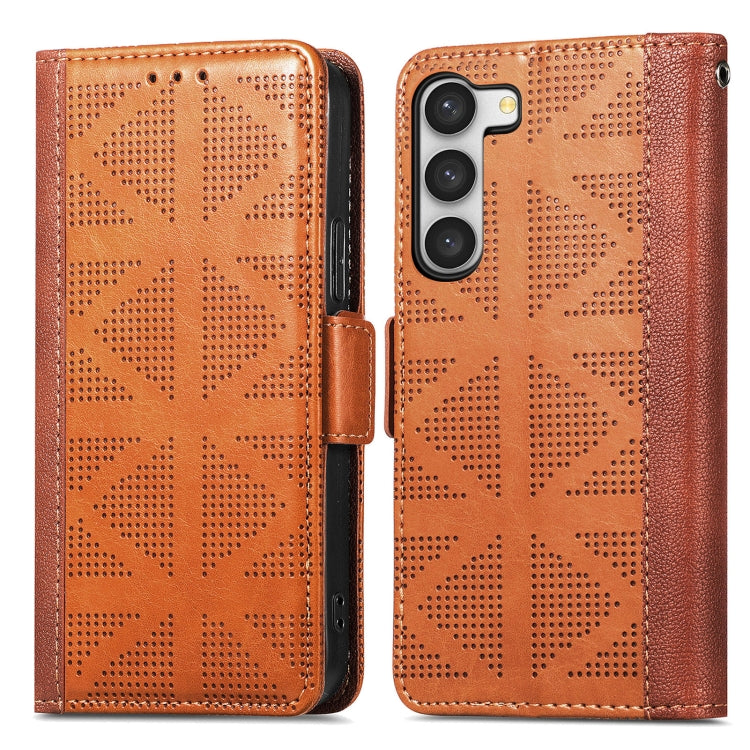 For Samsung Galaxy S23 5G Grid Leather Flip Phone Case