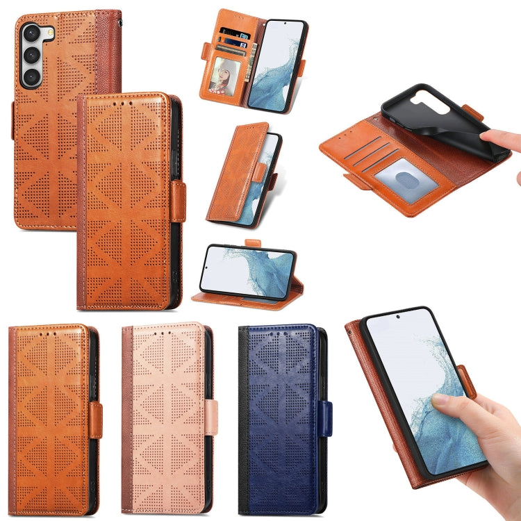 For Samsung Galaxy S23+ 5G Grid Leather Flip Phone Case