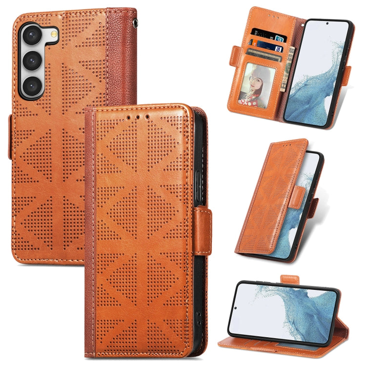 For Samsung Galaxy S23 Ultra 5G Grid Leather Flip Phone Case