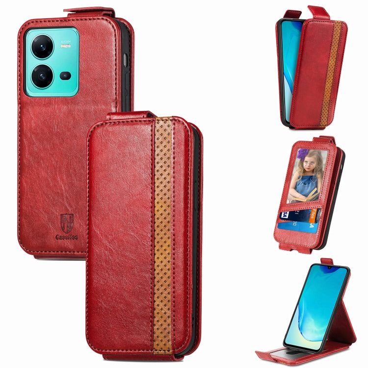 For vivo V25 Splicing Wallet Card Holder Vertical Flip Leather Phone Case