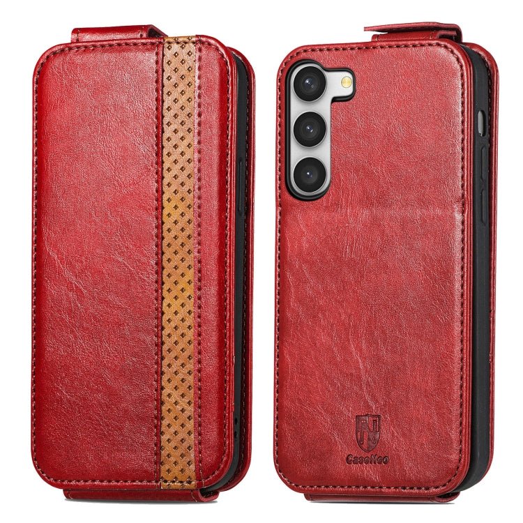 For Samsung Galaxy S23 5G Splicing Wallet Card Holder Vertical Flip Leather Phone Case