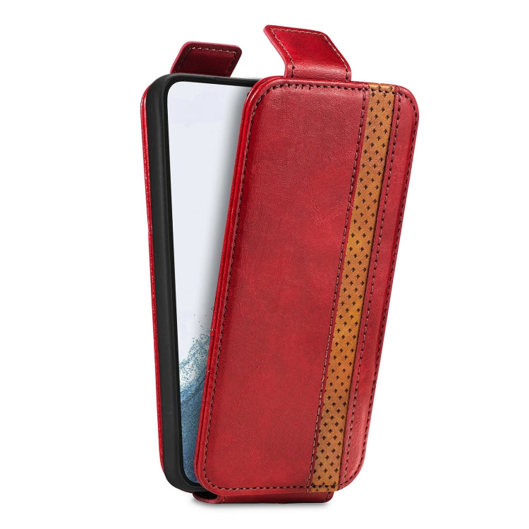 For Samsung Galaxy S23 5G Splicing Wallet Card Holder Vertical Flip Leather Phone Case