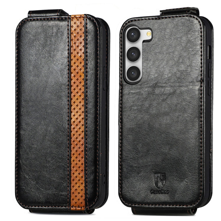 For Samsung Galaxy S23+ 5G Splicing Wallet Card Holder Vertical Flip Leather Phone Case