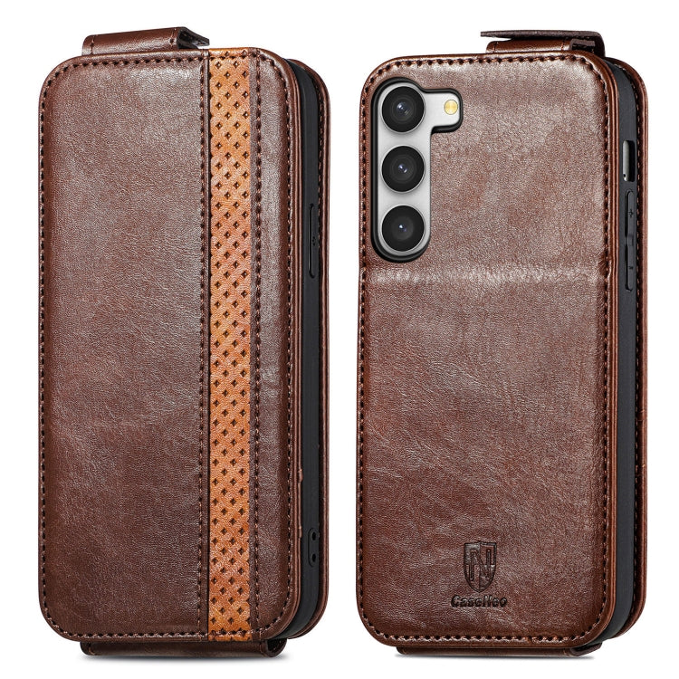 For Samsung Galaxy S23+ 5G Splicing Wallet Card Holder Vertical Flip Leather Phone Case