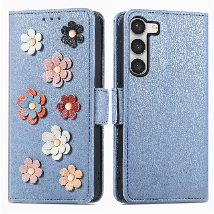 For Samsung Galaxy S23+ 5G Stereoscopic Flowers Leather Phone Case