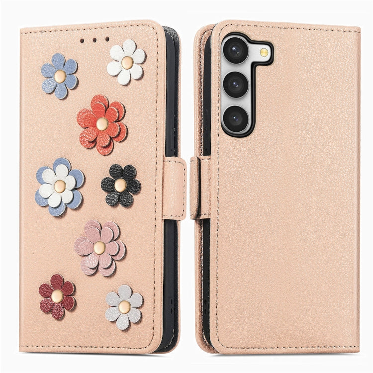 For Samsung Galaxy S23+ 5G Stereoscopic Flowers Leather Phone Case