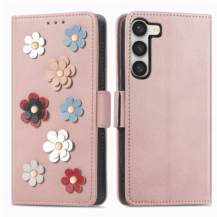 For Samsung Galaxy S23 Ultra 5G Stereoscopic Flowers Leather Phone Case