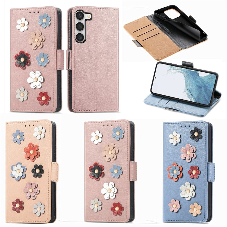 For Samsung Galaxy S23 Ultra 5G Stereoscopic Flowers Leather Phone Case