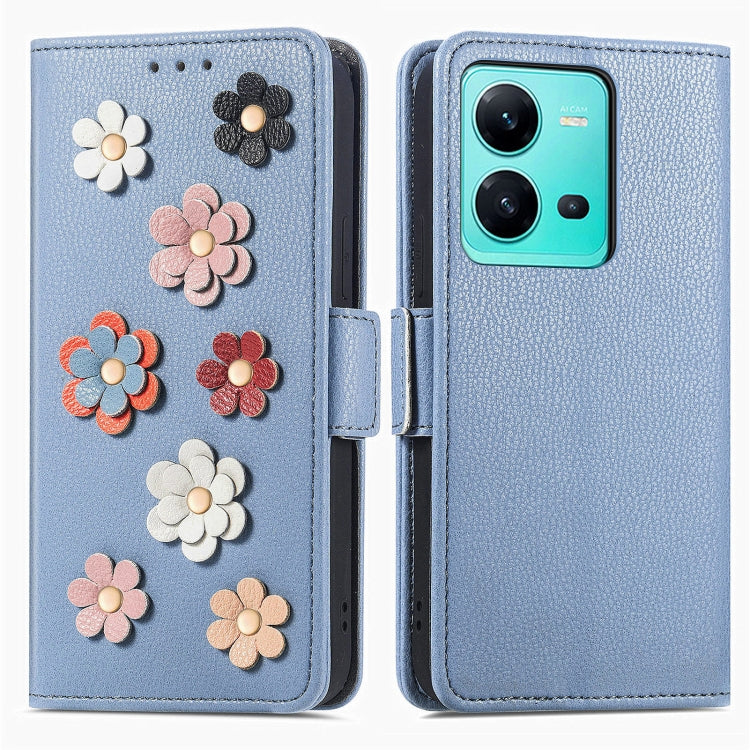 For vivo V25 Stereoscopic Flowers Leather Phone Case