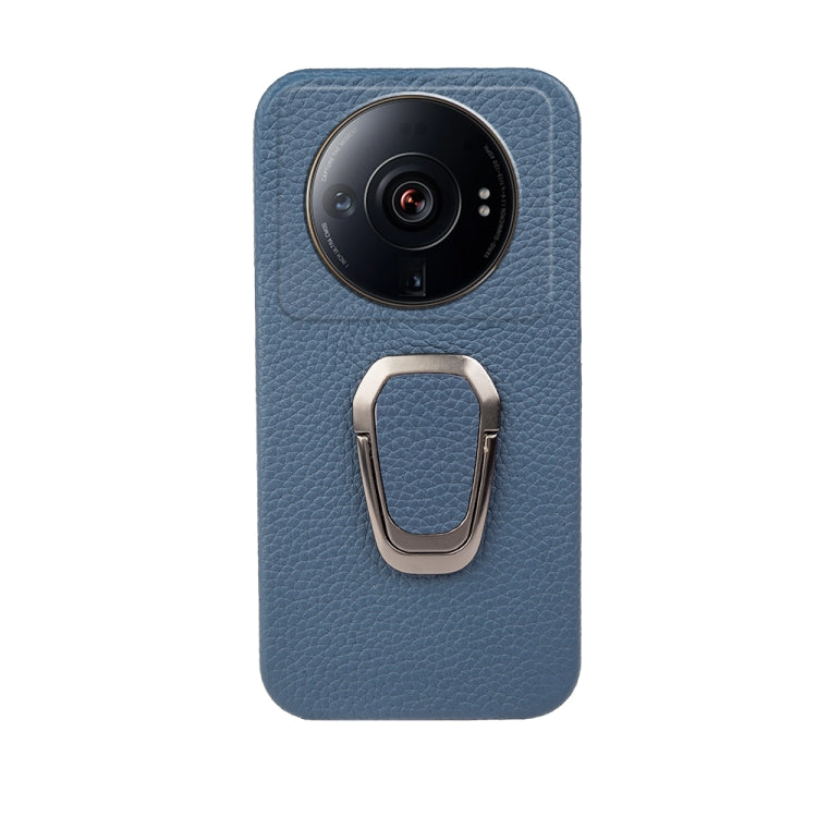 For Xiaomi 12 Ultra / 12S Ultra Ring Holder Litchi Texture Genuine Leather Phone Case