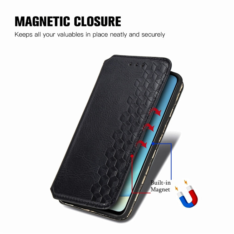 For vivo V25 Cubic Grid Pressed Magnetic Leather Phone Case