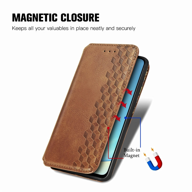 For vivo V25 Cubic Grid Pressed Magnetic Leather Phone Case