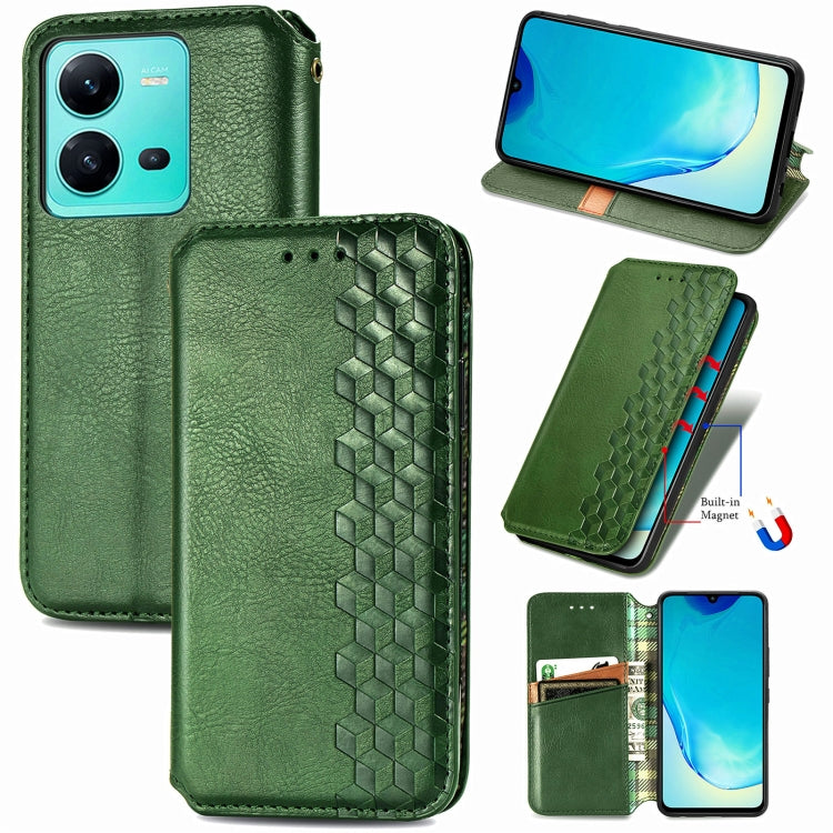 For vivo V25 Cubic Grid Pressed Magnetic Leather Phone Case
