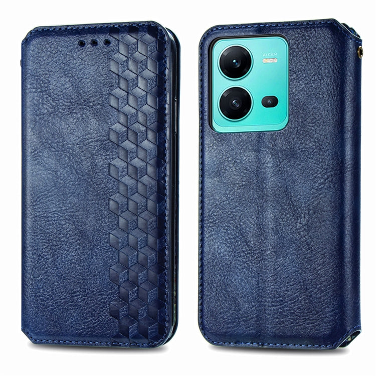 For vivo V25 Cubic Grid Pressed Magnetic Leather Phone Case